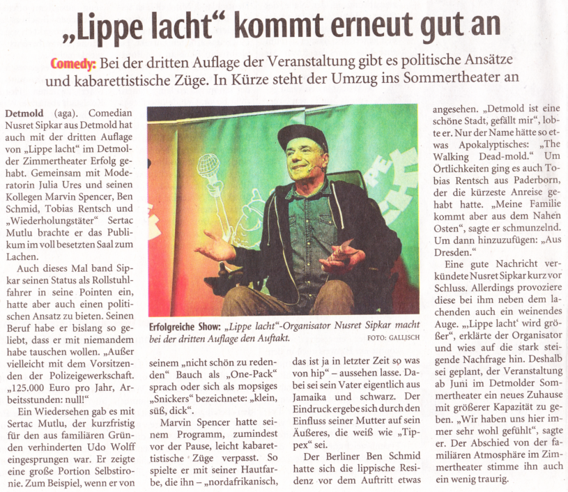 Stand-up Comedy - Lippe lacht  Detmold - Nusrret Sipkar, Sertac Mutlu, Marvin Spencer, Ben Schmid, Tobias Rentzsch, Julia Ures,  LL03 LZ-Bericht 815